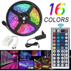 GlobalExpress Αδιάβροχη Ταινία LED Τροφοδοσίας 12V RGB Μήκους 5m και 60 LED ανά Μέτρο  Σετ με Τηλεχειριστήριο και Τροφοδοτικό Τύπου SMD5050