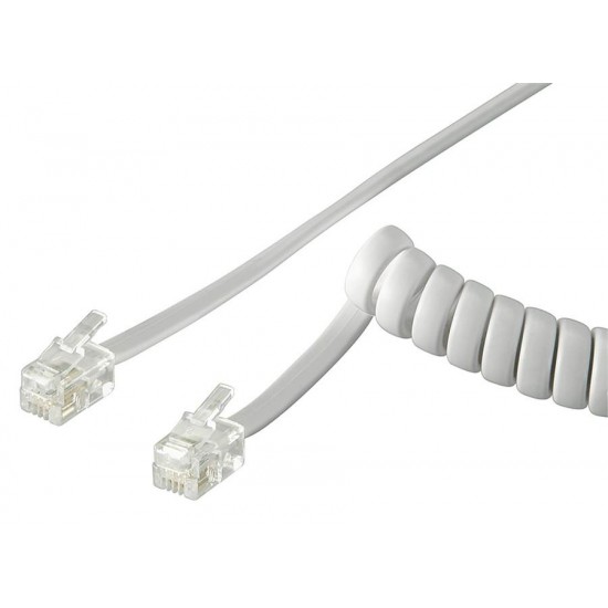 GOOBAY καλώδιο τηλεφώνου 50246, spiral, RJ10 4P4C, CCA, 2m, λευκό
