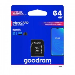 GoodRAM M1AA microSDXC 64GB U1 UHS-I 60MB/s με αντάπτορα GoodRAM M1AA microSDXC 64GB U1 UHS-I 60MB/s με αντάπτορα