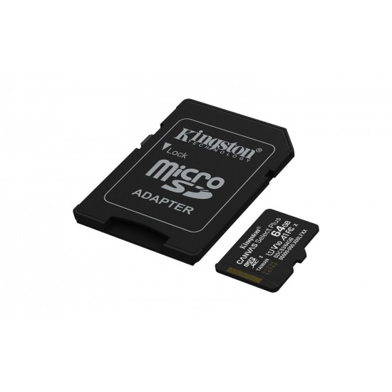 Kingston Canvas Select Plus microSDHC 64GB U1 V10 A1 UHS-I 100MB/s με αντάπτορα