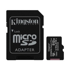 Kingston Micro Secure Digital 512GB microSDXC Canvas Select Plus 80R CL10 UHS-I Card + SD Adapter Kingston Micro Secure Digital 512GB microSDXC Canvas Select Plus 80R CL10 UHS-I Card + SD Adapter