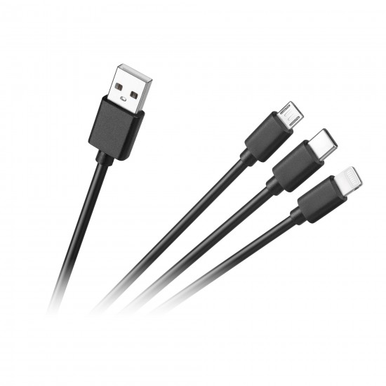 Καλώδιο 3 σε 1 USB A - micro/C/Lightning 1.2m Cabletech
