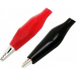 Κροκοδειλάκια 28mm με Μόνωση Μαύρα/Κόκκινα (1τμχ)
