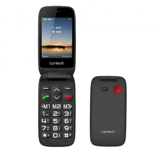 LAMTECH FLIP PHONE 2.8' DISPLAY WITH BT, FM RADIO, SOS, 1400 mAh, GR MENU FLIP-X BLACK