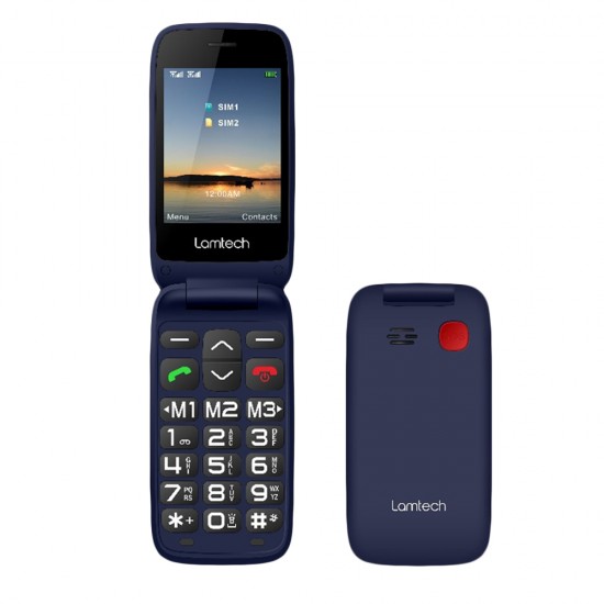 LAMTECH FLIP PHONE 2.8' DISPLAY WITH BT, FM RADIO, SOS, 1400 mAh, GR MENU FLIP-X BLUE LAMTECH FLIP PHONE 2.8' DISPLAY WITH BT, FM RADIO, SOS, 1400 mAh, GR MENU FLIP-X BLUE