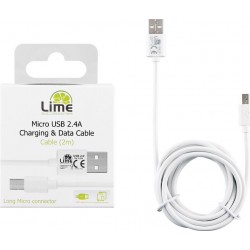 Lime Regular USB 2.0 to micro USB Long Cable Λευκό 2m (LUM02)