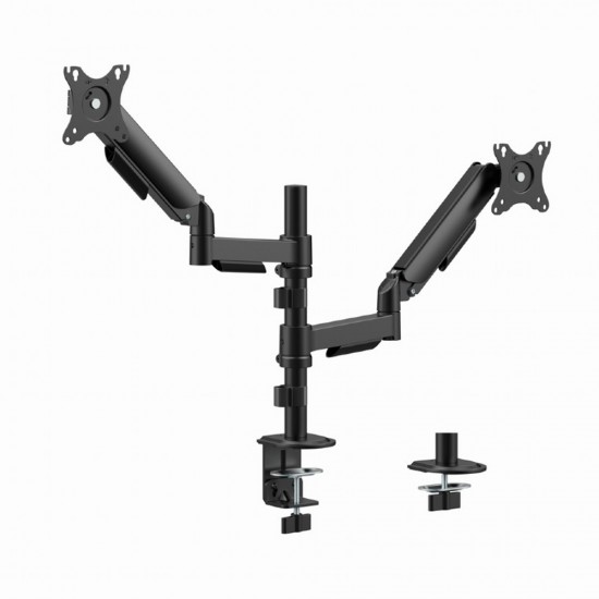 GEMBIRD ADJUSTABLE DESK 2-DISPLAY MOUNTING ARM, 17”-32” BLACK