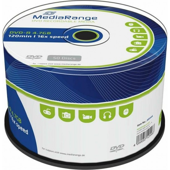 MediaRange Εγγράψιμα DVD-R 16x 4.7GB Cake Box 50τμχ MediaRange Εγγράψιμα DVD-R 16x 4.7GB Cake Box 50τμχ