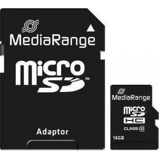 MediaRange κάρτα μνήμης MicroSDHC Class 10 With SD Adaptor 16GB (MR958)