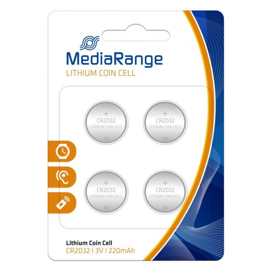 MediaRange Lithium Coin Cell Μπαταρίες CR2032 3V 4τμχ