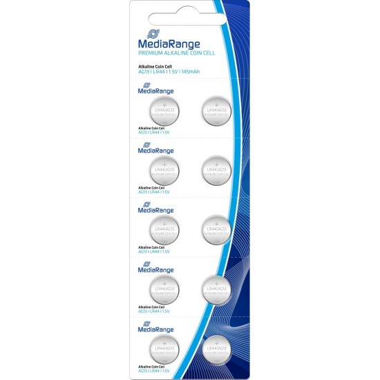 MediaRange Premium Alkaline Coin Cell Μπαταρίες LR44 1.5V 10τμχ MediaRange Premium Alkaline Coin Cell Μπαταρίες LR44 1.5V 10τμχ