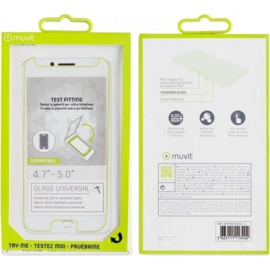 Muvit Tempered Glass Universal 4.7-5.0'' Muvit Tempered Glass Universal 4.7-5.0''