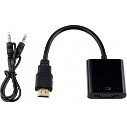 POWERTECH Αντάπτορας HDMI σε VGA με Audio Jack 0.20m Μαύρο