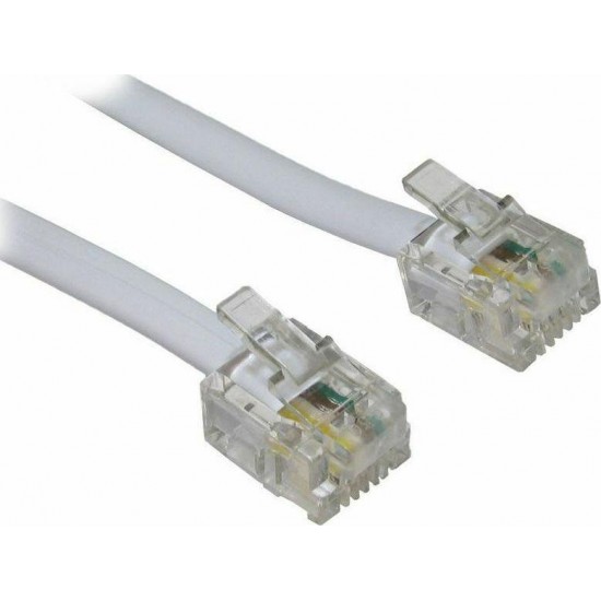 Powertech Flat Τηλεφωνικό Καλώδιο RJ11 6P4C 10m Γκρι Powertech Flat Τηλεφωνικό Καλώδιο RJ11 6P4C 10m Γκρι