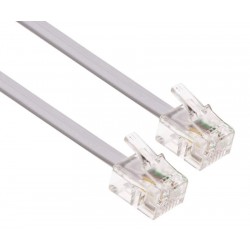 Powertech Flat Τηλεφωνικό Καλώδιο RJ11 6P4C 3m Λευκό