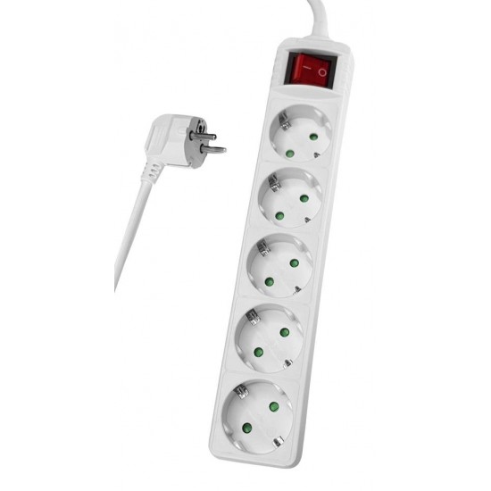 POWERTECH πολύπριζο PT-874, 5x schuko, 16A, 1.5m, λευκό

