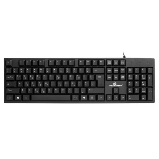 POWERTECH πληκτρολόγιο PT-1074, ενσύρματο, EN/GR, μαύρο POWERTECH πληκτρολόγιο PT-1074, ενσύρματο, EN/GR, μαύρο