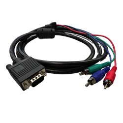 Q-Tech VGA Male to 3xRCA 1.8m Black