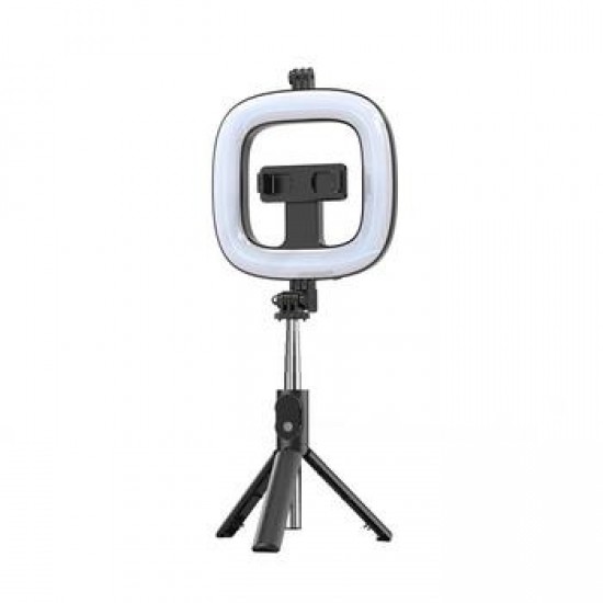 Selfie Stick με αποσπώμενο τηλεχειριστήριο bluetooth τρίποδο και Ring Light Black Selfie Stick με αποσπώμενο τηλεχειριστήριο bluetooth τρίποδο και Ring Light Black