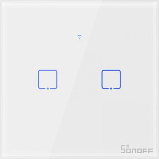 Sonoff T0EU2C-TX Χωνευτός Διακόπτης Τοίχου Wi-Fi για Έλεγχο Φωτισμού με Πλαίσιο και Δύο Πλήκτρα Αφής Φωτιζόμενος Λευκός (IM190314010) (SONIM190314010) Sonoff T0EU2C-TX Χωνευτός Διακόπτης Τοίχου Wi-Fi για Έλεγχο Φωτισμού με Πλαίσιο και Δύο Πλήκτρα Αφής Φωτιζόμενος Λευκός (IM190314010) (SONIM190314010)