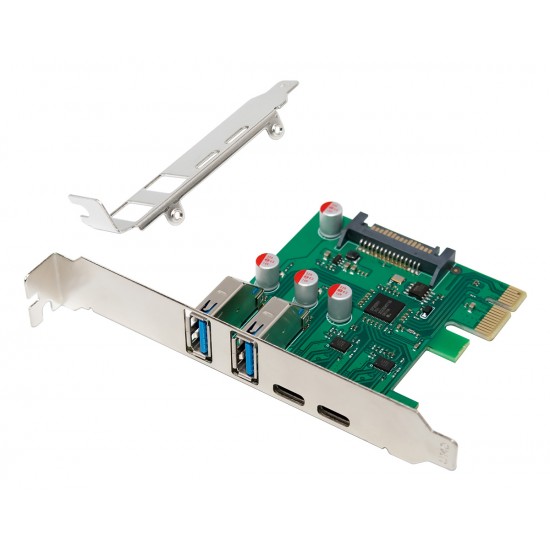 POWERTECH κάρτα επέκτασης PCIe σε 2x USB & 2x USB-C ST632, 5Gbps, NEC D720201
