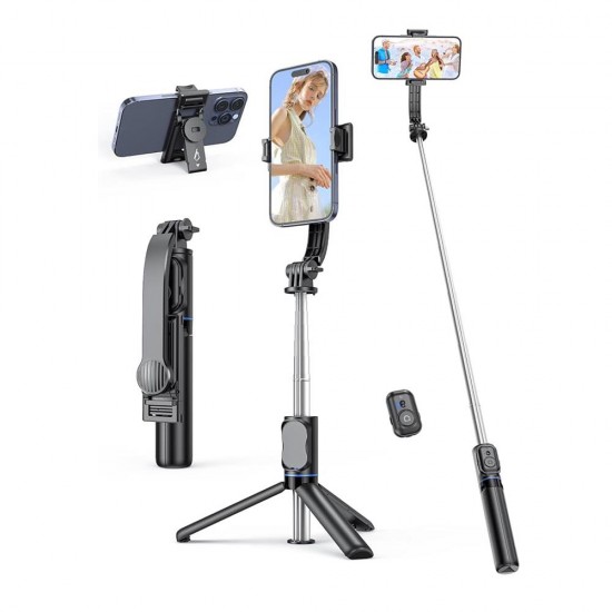 Techsuit C01 Selfie Stick with Foldable Stable Tripod and Bluetooth Remote Control 106cm Black