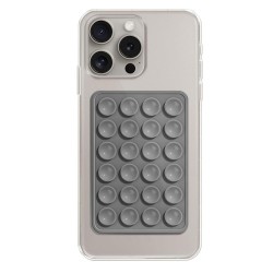 Techsuit Phone Holder Suction Pad for Selfies, Silicone, Adhesive Mount, Rectangular Shape Gray