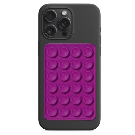 Techsuit Phone Holder Suction Pad for Selfies, Silicone, Adhesive Mount, Rectangular Shape Purple