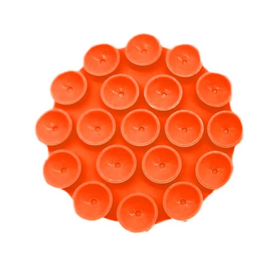 Techsuit Phone Holder Suction Pad for Selfies, Silicone, Adhesive Mount, Round Shape Orange