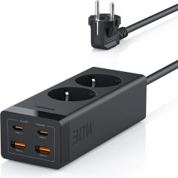 Tessan Πολύπριζο Aσφαλείας 2 Θέσεων με 2 USB-A, 2 USB-C 30W 2m