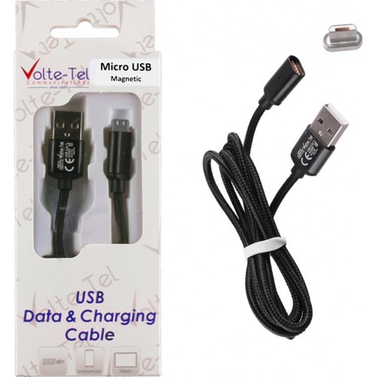 Volte-Tel Braided / Magnetic USB 2.0 to micro USB Cable Μαύρο 1m Volte-Tel Braided / Magnetic USB 2.0 to micro USB Cable Μαύρο 1m