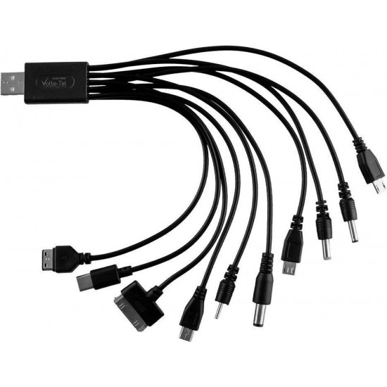 Volte-Tel Κονεκτορες Μετατροπέας USB-C / mini USB / micro USB / Apple 30-pin / DC male σε mini USB / micro USB / Apple 30-pin / DC / 5.5 x 2.1mm female 1τμχ
