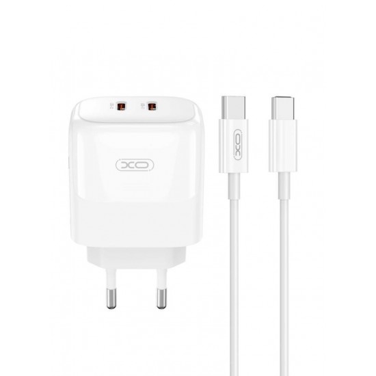 XO Φορτιστής GaN με 2 Θύρες USB-C και Καλώδιο USB-C - USB-C 35W Λευκός XO Φορτιστής GaN με 2 Θύρες USB-C και Καλώδιο USB-C - USB-C 35W Λευκός