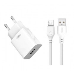XO Φορτιστής με Θύρα USB-A και Καλώδιο micro USB Λευκός