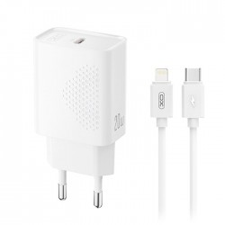 XO Φορτιστής με Θύρα USB-C και Καλώδιο Lightning 20W Power Delivery Λευκός