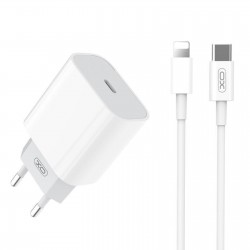 XO Φορτιστής με Θύρα USB-C και Καλώδιο USB-C - Lightning 20W Power Delivery Λευκός