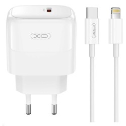 XO Φορτιστής USB-C και Καλώδιο USB-C - Lightning 20W Power Delivery Λευκός