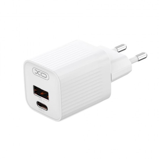 XO Φορτιστής Χωρίς Καλώδιο με USB-A και USB-C 30W Quick Charge 3.0 / Power Delivery Λευκός