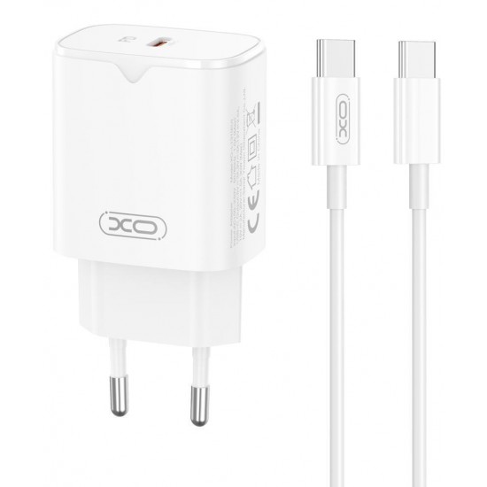 XO L131 Φορτιστής με Θύρα USB-C και Καλώδιο USB-C - USB-C 30W Power Delivery Λευκός XO L131 Φορτιστής με Θύρα USB-C και Καλώδιο USB-C - USB-C 30W Power Delivery Λευκός