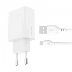 XO L159 QC18W Φορτιστής USB-A με Καλώδιο Micro USB 18W Λευκός
