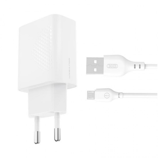 XO L159 QC18W Φορτιστής USB-A με Καλώδιο Micro USB 18W Λευκός