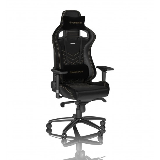 noblechairs EPIC Gaming Chair Breathable, 4D armrests, 60mm casters - black/gold