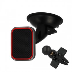 Car holder - TXR - MAGNETIC / 2 mounts: on the glass and air vent / with a red frame