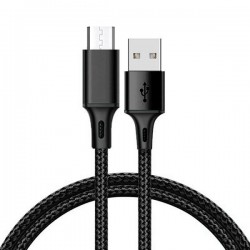 Cable TYPE 2 - USB to Micro USB - metal plugs QC 3.0 1 metre black Cable TYPE 2 - USB to Micro USB - metal plugs QC 3.0 1 metre black