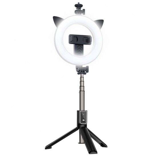 Selfie Stick - with detachable bluetooth remote control, tripod and ring lamp - P40D-3 Black Selfie Stick - with detachable bluetooth remote control, tripod and ring lamp - P40D-3 Black