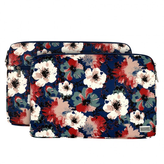 Wonder Sleeve Laptop 13-14 inches blue and camellias