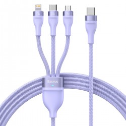 Baseus Cable Flash Series II 3 in 1 - Type C to Type C, Lightning, Micro USB - 100W 1,5 metres (CASS030205) purple Baseus Cable Flash Series II 3 in 1 - Type C to Type C, Lightning, Micro USB - 100W 1,5 metres (CASS030205) purple