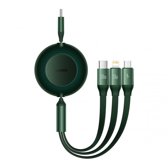 Baseus Cable Bright Mirror 2 3 in 1 - Type C to Micro USB, Lightning, Type C - 100W 1,1 metres (CAMJ010206) green