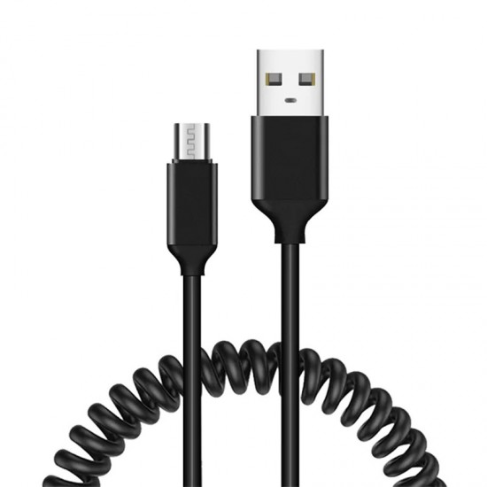 Cable coiled  - USB to Micro USB - 2A 1 metre black