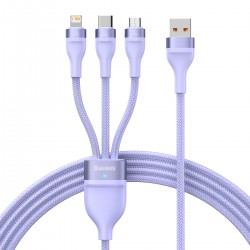 Baseus Cable Flash Series II 3 in 1 - USB to Type C, Lightning, Micro USB - 66W 6A 1,2 metres (CASS040005) purple Baseus Cable Flash Series II 3 in 1 - USB to Type C, Lightning, Micro USB - 66W 6A 1,2 metres (CASS040005) purple